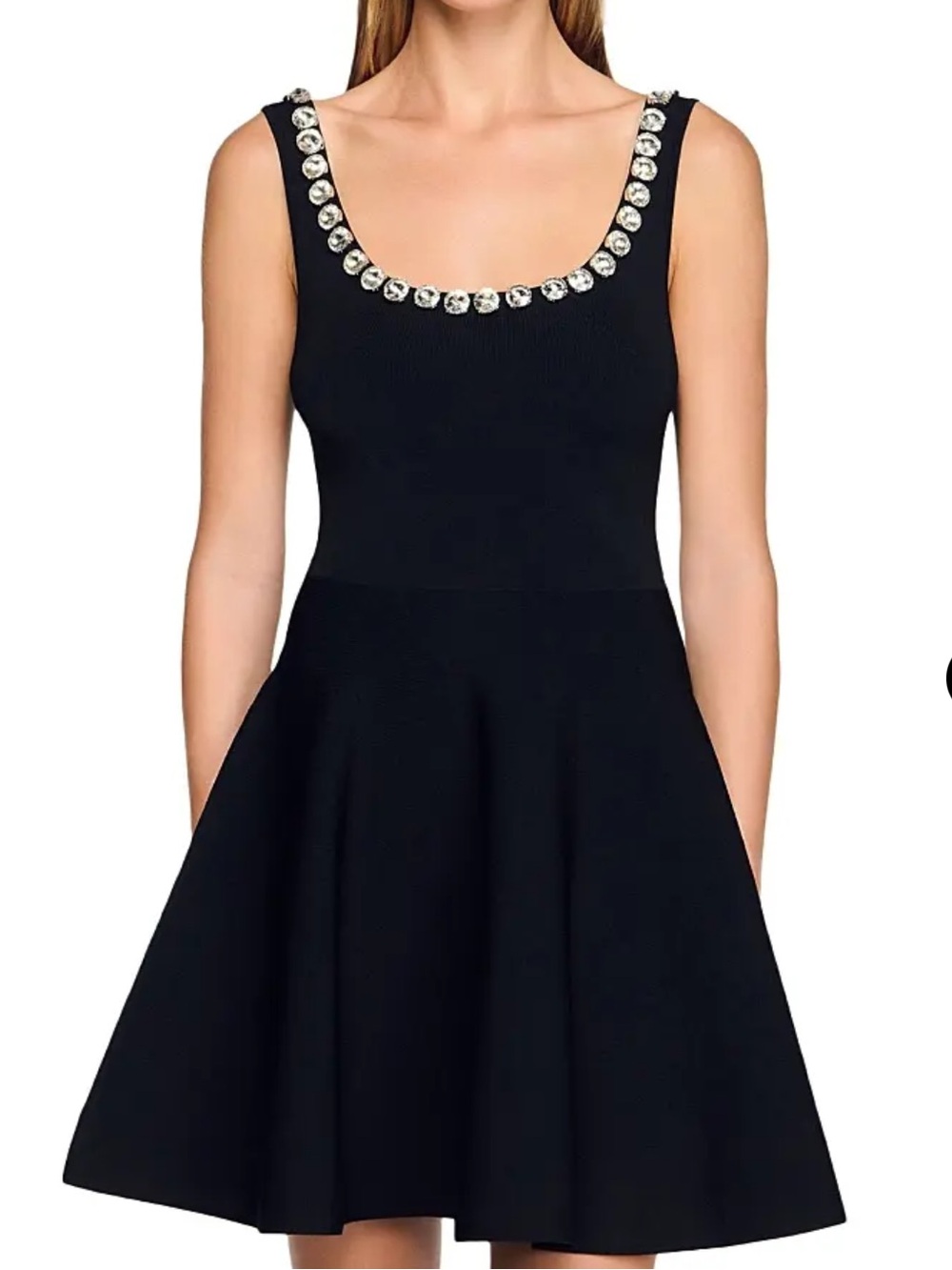 Sandro Embellished-Neck Mini Dress in
Black NWT size small
